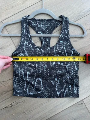 Beyond Yoga Lux First Class Crop Racerback Bra Tank Snake Skin Black Silver S thumbnail 5