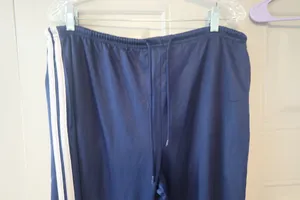 Zoey Beth women's sweatpants sweats jersey in navy blue and white size large. thumbnail 3
