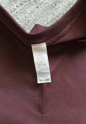 OFFLINE by Aerie Sidewalk Seamless Cropped T-Shirt Maroon thumbnail 3