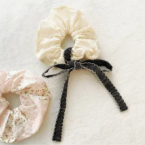 Free People Cottagecore Boho Floral Pastel Pink Yellow Large Hair Scrunchie Set thumbnail 3