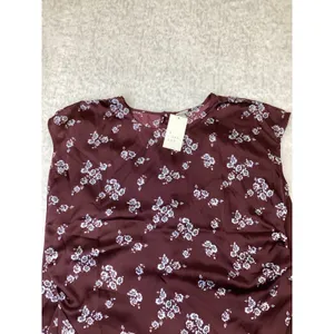 A New‎ Day Womens 1X Burgundy Blue Floral Satin Sleeveless Midi Dress NWT…. thumbnail 3