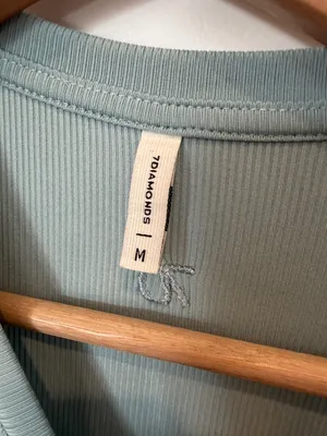 7 Diamonds Ribbed Crop Tee in Sage Blue Size M thumbnail 2
