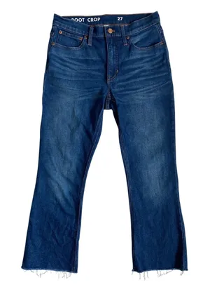 J.Crew Billie Demi Boot Crop Jeans‎ 27 Blue High Rise Raw Hem Medium Wash Denim thumbnail 1