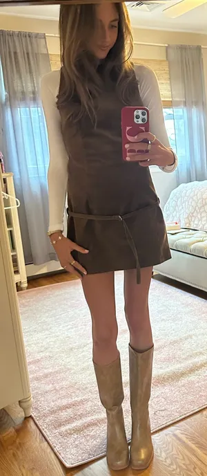 Zara belted corduroy dress thumbnail 1