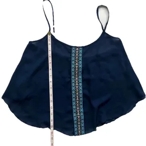 January 7 Sheer Women's Crop Top S Aztec Summer Festival Embroidered Blouse thumbnail 6