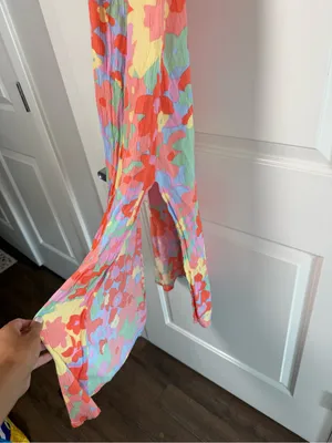 Billabong Floral Slip Midi Dress in Red, Pink, Yellow, Blue thumbnail 3