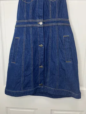 Future Collective Alani Noel Sleeveless Collared Denim Mini Dress - Size 4 thumbnail 6