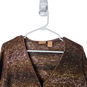 North Crest Brown Striped Button Wool Blend Cardigan Sweater Size Large 14-16 thumbnail 3