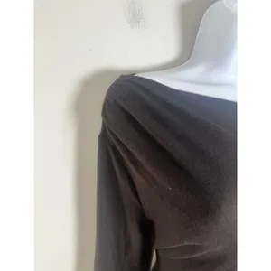 Banana Republic Soft‎ Luxe Off Shoulder Asymmetrical Tee Brown Long Sleeve Small thumbnail 4