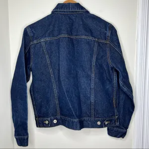 Vintage Denim Jean Jacket Dark Wash Size Large 100% cotton thumbnail 2