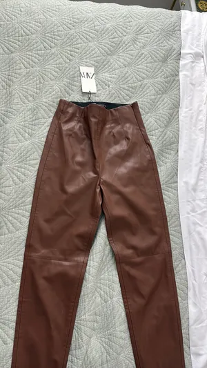 Zara Brown Leather Pants thumbnail 2