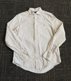 Tommy Hilfiger Long Sleeve Button Down Shirt White Patterned Print Womens Size S thumbnail 1