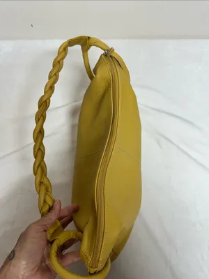 Ombu Leather Mustard Yellow Braided-Handle Shoulder Bag thumbnail 5