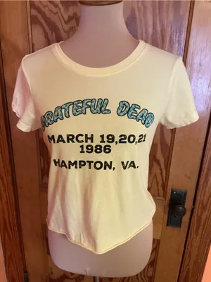 Grateful Dead Hampton VA 1986 Yellow Organic Cotton Baby Tee Medium thumbnail 9