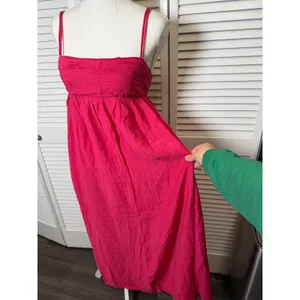 Abercrombie & Fitch Pink Babydoll Crinkle Textured Maxi Dress w/ Pockets Medium thumbnail 3