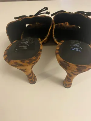 Wild Pair Leopard Print Lace-Up Mules - Brown thumbnail 8