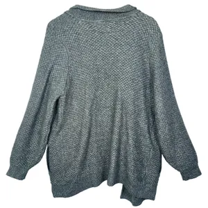 Abercrombie & Fitch Gray Wool Knit Open Front Long Sleeve Cardigan Sweater Sz L thumbnail 2