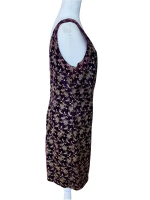 Vintage Jessica McClintock Gunne Sax Velvet Mini Dress 13/14 NWT Purple Gold thumbnail 10