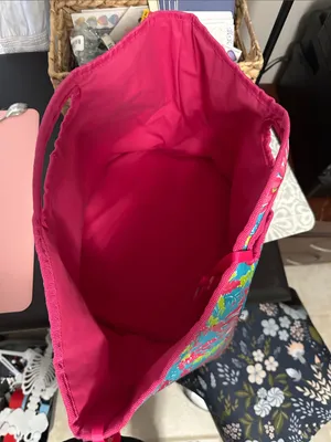 Lilly Pulitzer Large Turquoise Pink Floral Neoprene Tote thumbnail 5