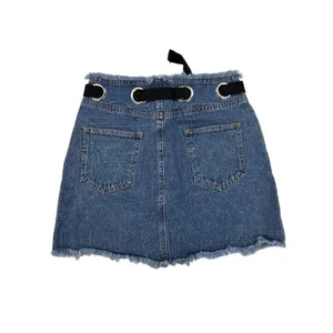 Honey Punch - Eyelet Belted Mini Skirt in Blue & Black thumbnail 3