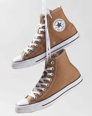 Converse Chuck Taylor High Tops Sneakers, Tan / Light Brown, Size 9.5 thumbnail 1