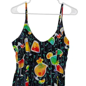 Vintage Big Hed Designs Sundress Women Small Black Cocktail Music Rayon 90's Y2K thumbnail 2