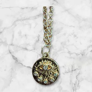 Gold Evil Eye Pendant Necklace thumbnail 2