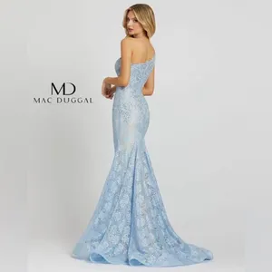 Mac Duggal 48910 Womens Blue One Shoulder Lace Trumpet Gown Dress thumbnail 7