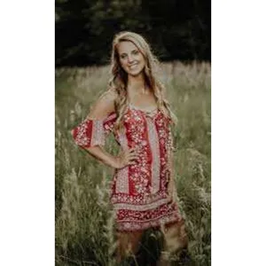 Charlotte Russe Red White Floral Cold Shoulder Lace Up Mini Dress‎ Size Medium thumbnail 2