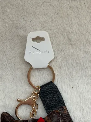 Cat-Shaped Brown Leather Key & Card Holder with Red Bow thumbnail 2
