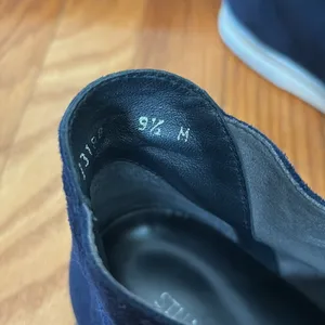 Stuart Weitzman Navy Blue Suede Triple‎ Strap Sneakers Women's 9.5 M 73188 thumbnail 4