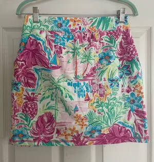 Belle‎ by Kim Gravel Tropical Floral Print Mini Skirt - Pink & Teal XS thumbnail 1