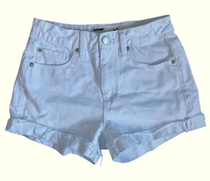 GARAGE Mom Shorts White Denim Cuffed Raw Hem Distressed Size 01‎ thumbnail 1