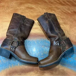Vintage Frye 12R Brown leather Harness Boots USA Cowgirl size 6 thumbnail 3