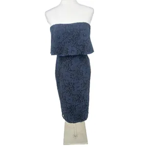 Lulus Let's Go Out Tonight Blue Lace Strapless Dress Medium Romantic‎ Evening thumbnail 2