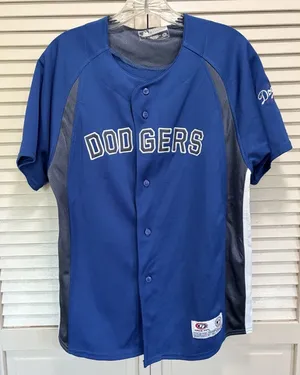 Genuine Merchandise L.A. Dodgers‎ Jersey Button Up Embroidered True Fan EUC Lic thumbnail 1