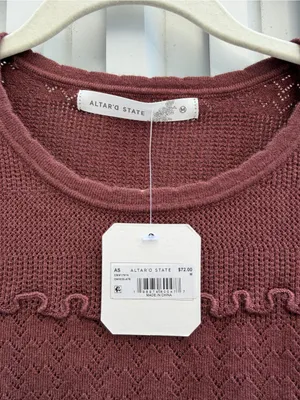 NWT Altar’d State Stevie Ruffle Trim Sweater Medium Chocolate Brown Bow Knit thumbnail 2