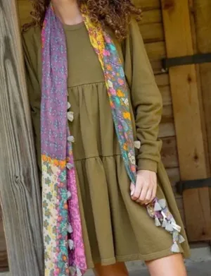 Natural Life Joey Tiered Sweater Dress in Olive thumbnail 1