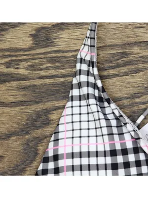 NWT Salt + Cove Juniors Plaid Underwire Bikini Swim Top 807027 Black / White S thumbnail 9