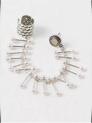 NWT Free People Finders Keepers Ear Cuff & Earring in Silver Pearl Combo thumbnail 7