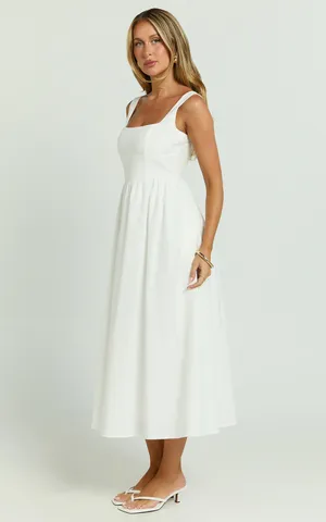 New Showpo Khari Midi Dress Linen Look Square A Line Dress Size 8 MSRP $119 thumbnail 7