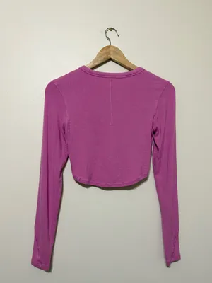 Lululemon Hold Tight Cropped Long-Sleeve Shirt Pink Purple Size 6 thumbnail 4
