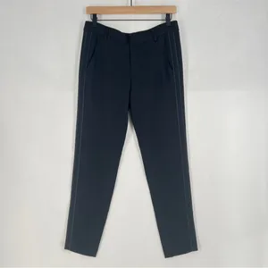 Vince Women's Satin Binding Easy Trousers Tapered Slim Leg‎ Crepe Black Size 2 thumbnail 2