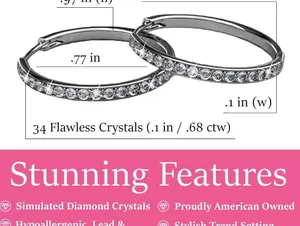 Cate & Chloe Bianca 18k White Gold Plated Crystal Silver Hoop Earrings thumbnail 5