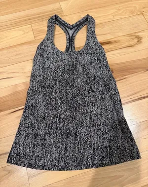 Lululemon Cool Racerback Tank Top in a black and white speckled pattern thumbnail 1