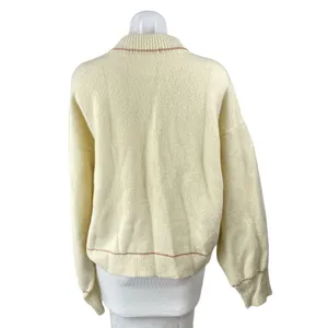 Fox + Hawk Women's Cream Long Sleeve Mock Neck Knit Relaxed Sweater Top Size M thumbnail 4