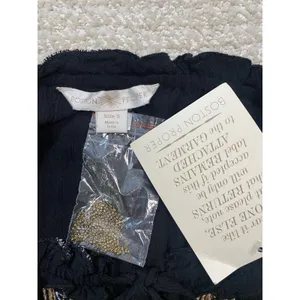 Boston Proper Black Embroidered Beaded Mini Floral Dress Scoop Neck Size S thumbnail 12