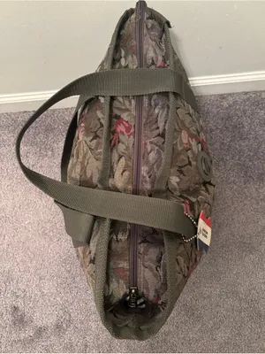 Large Floral Jacquard American Tourister Tote in Olive thumbnail 5