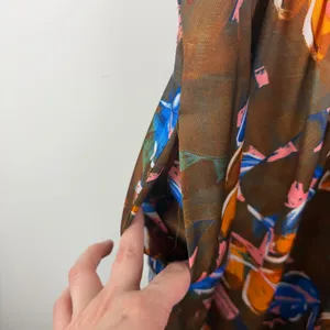 NWT Sheridan French Brown Floral Maxi‎ Dress Small Smocked Waist Flowy Resort thumbnail 3