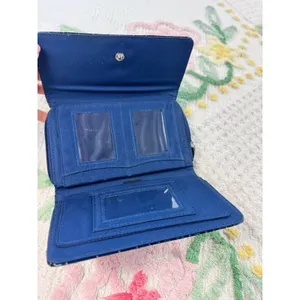 Hato Hasi Navy Blue Croc Embossed Faux Leather‎ Flap Wallet Organizer thumbnail 6